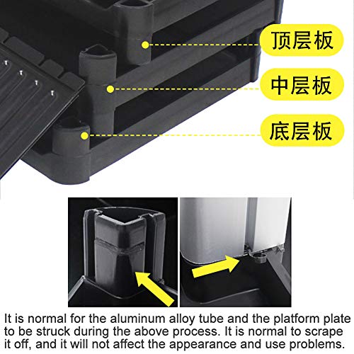 SHANGPEIXUAN Commercial Service Carts Heavy Duty 3 Shelf Plastic Utility Cart for Transporting Food, Dishes, or Janitorial Supplies(Black 40 x 19.6)