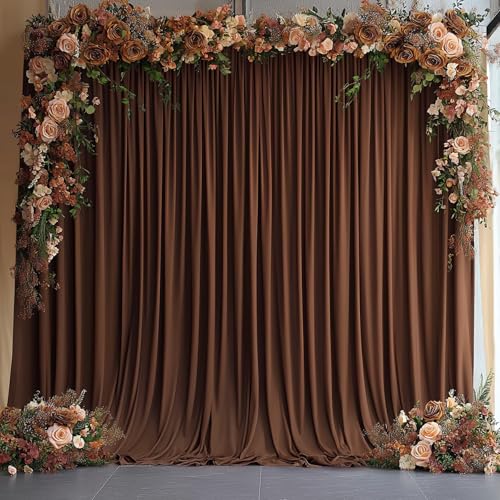 10ftx10ft Brown Wrinkle-Free Backdrop Drapes, Not See-Through Brown Polyester Background Curtains Backdrop Decorations for Party