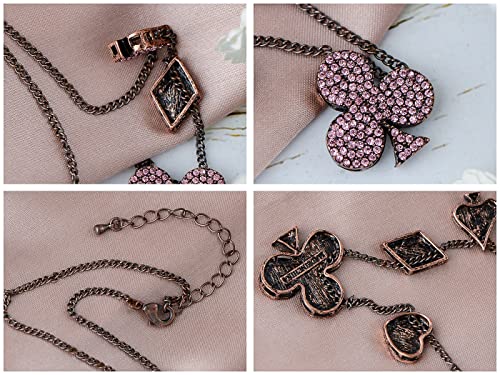 Alilang Vegas 4 Suits Gamblers Luck Lucky Casino Crystal Rhinestones Moveable Pendant Necklace4