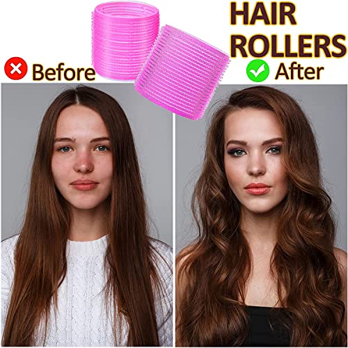 Super Jumbo Hair Rollers, 12 Pack Self Grip Salon Hairdressing Curlers, Hair Curlers Sets, Diy Curly Hairstyle For Long Hair, Colors May Vary, Jumbo Plus #TOP4