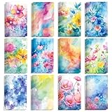 24 Pcs Watercolor Flower Notepads, Flower Mini Notebook Message Reminder – 12 Floral Designs (Watercolor Poppies, Sunflowers, Daisies, 2 of Each), 16 Lined Pages, 3.15x4.92 Inch Floral Notebook