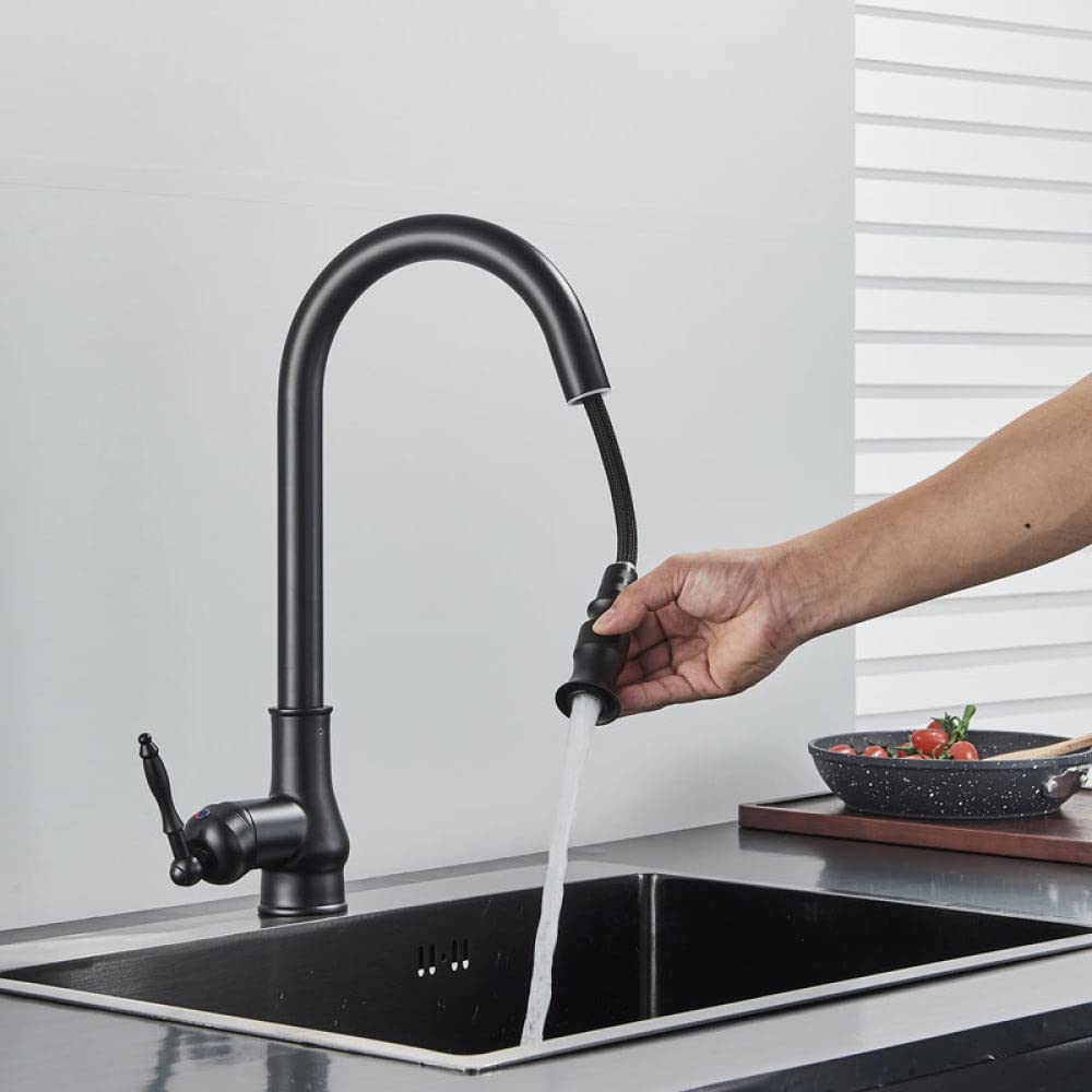 Grifo mezclador para fregadero, grifo caliente y frío, montaje en cubierta, rotación de 360 grados, diseño extraíble para cocina
