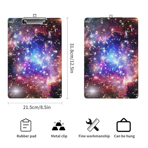 Porte document avec clip galaxie espace et planchettes A4