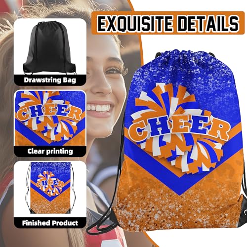 Cheer Drawstring Backpack Cheerleading Drawstring Gym Bag Cheer Accessories Cheerleader Gifts for Cheerleaders 1Pcs (Blue&Orange)4