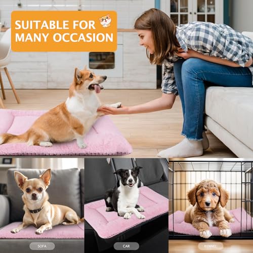 PET SPPTIES Hundebett Weiches und Warmes Matten Hundekissen Waschbarn kuschelig Umkehrbar Haustier Sofakissen PS085 (90X70 cm, Rosa)