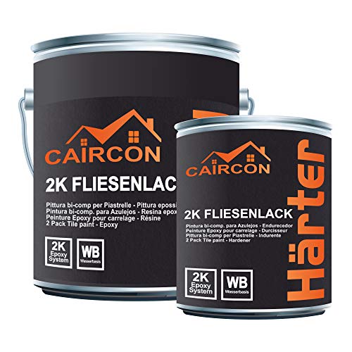 CAIRCON 2K Fliesenlack Bodenfliesen Fliesenfarbe Wand Küche Bad Basaltgrau -...