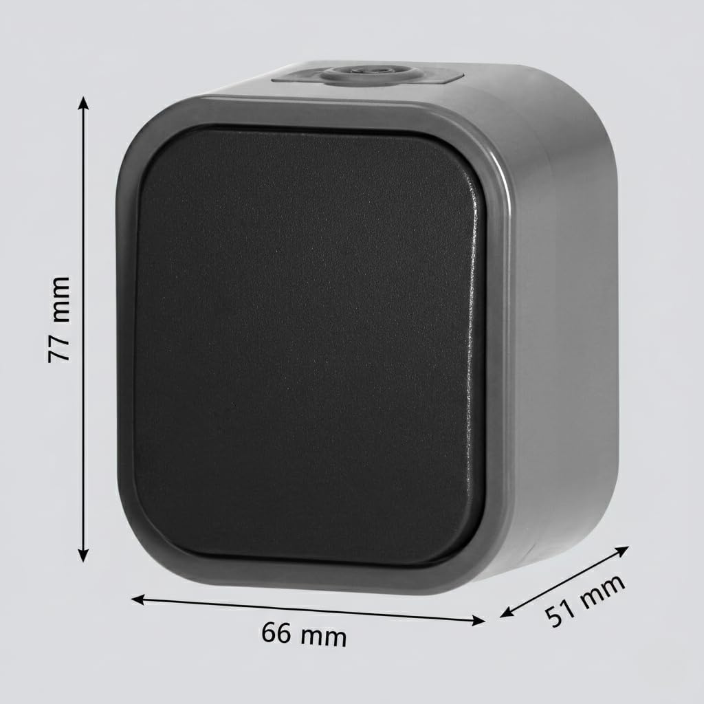 Outdoor Doorbell Button Surface Mount Doorbell Entrance 10A 250V High Resistance in Wet Environments IP54 (Grey-Black)