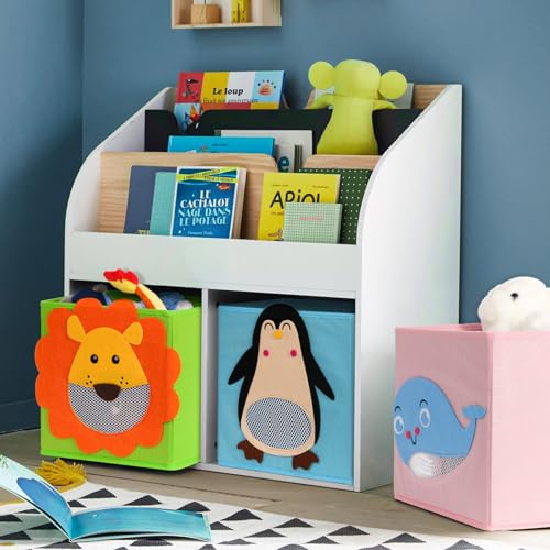 Lifenite stoffboxen kinder 3er-Set, faltbare Tier Aufbewahrungsbox, StoffspielzeugAufbewahrungsbox, aufstellbare Aufbewahrungsbox, für Wohnzimmer, Kinderzimmer, Kindergarten, 27 x 27 x 27 cm