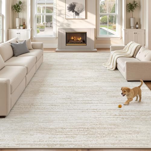 Tapete beige rectangular 8x10 para sala y dormitorio miniatura 1