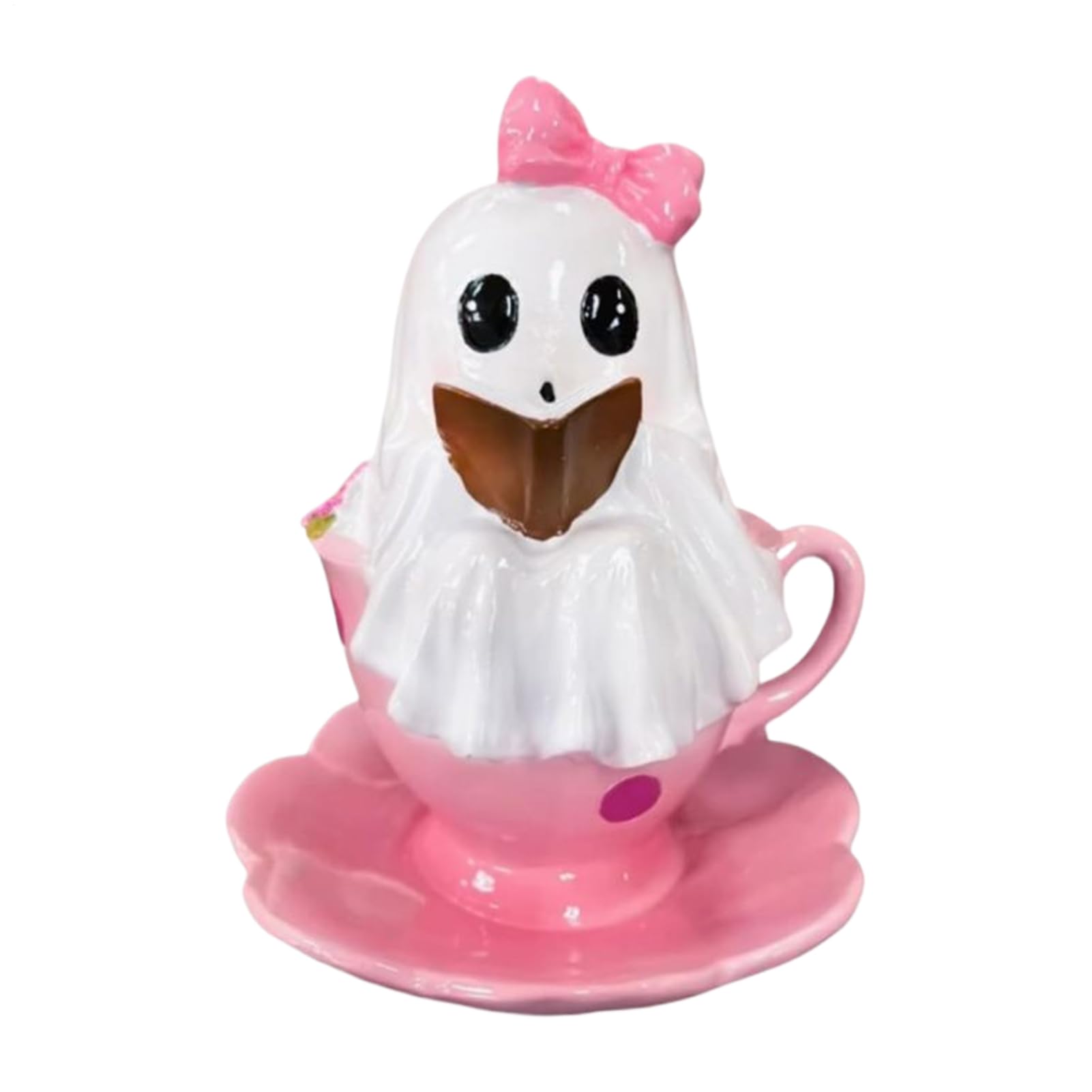 Figurine fantôme tasse à thé pour une déco Halloween cosy sur étagère et cheminée