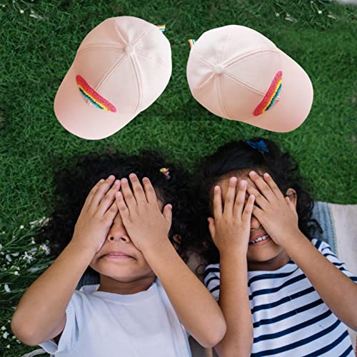 Kids Baseball Hat, Rainbow Pink Girls Baseball Hat,Children's Cute Adjustable Ponytail Baseball Cap Trucker Hat For Spring & Summer Outdoor #TOP7