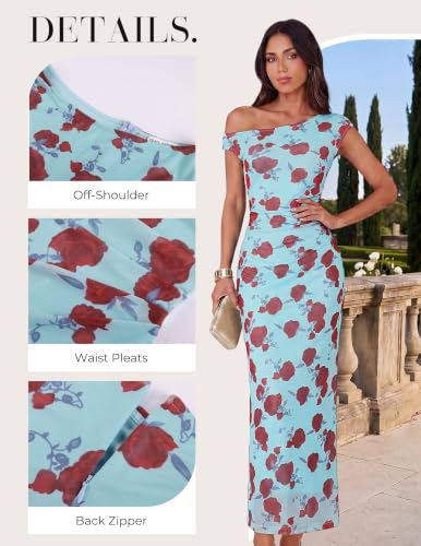 GRACE KARIN One Shoulder Bodycon Wedding Guest Cocktail Dress Blue Rose 2XL — view 3