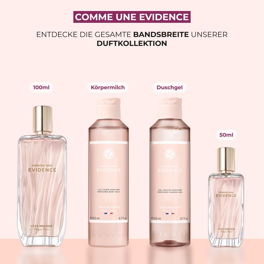 Yves Rocher COMME UNE EVIDENCE Set Eau de Parfum 50ml Duschgel 200ml Bodylotion 200ml Floraler Chypre-Duft Rose Bergamotte Patschuli Damen