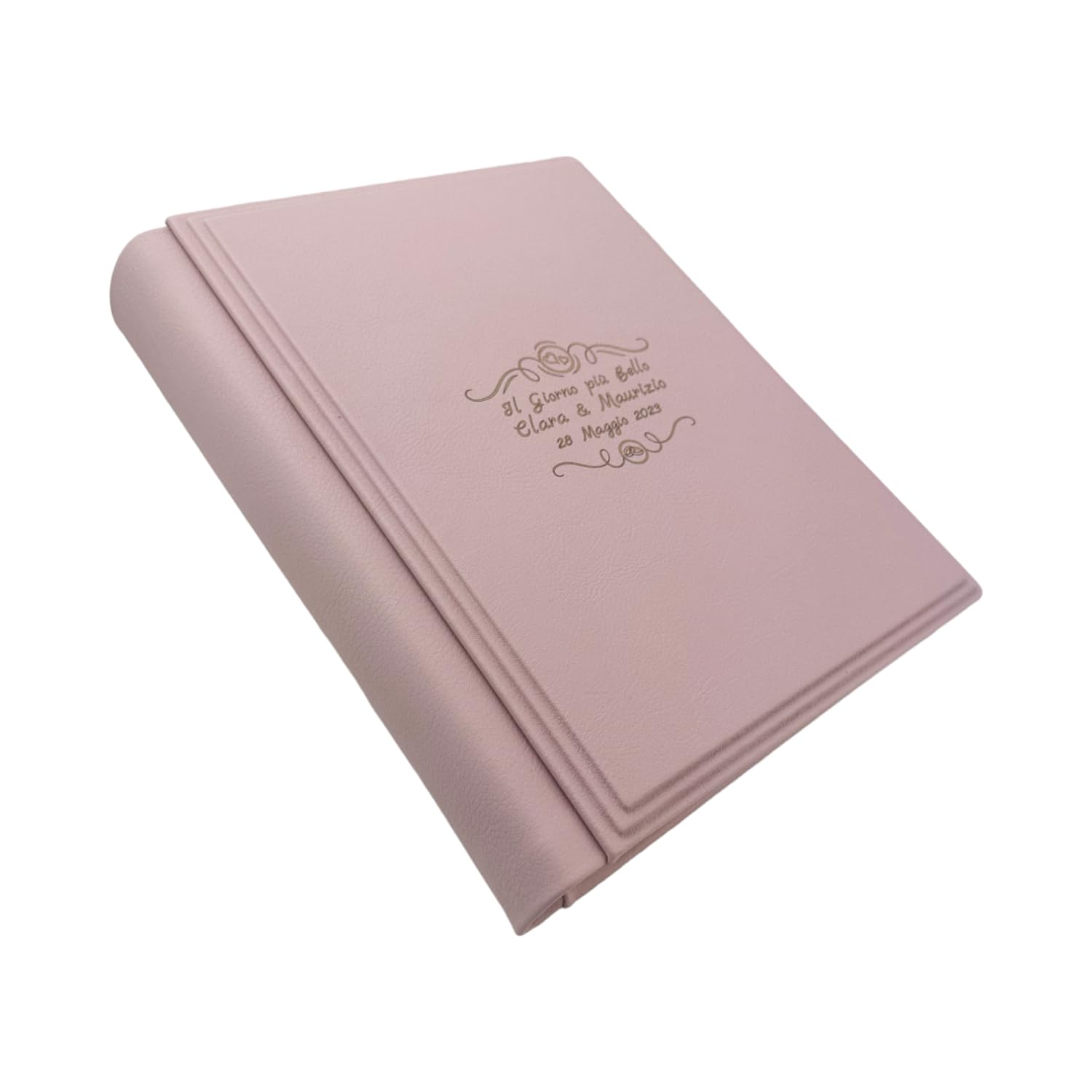 Album fotografico - Elios Soft - produzione artigianale in similpelle, personalizzabile con incisione. Ideale per Matrimonio, Anniversario, tutti gli eventi (Rosa)