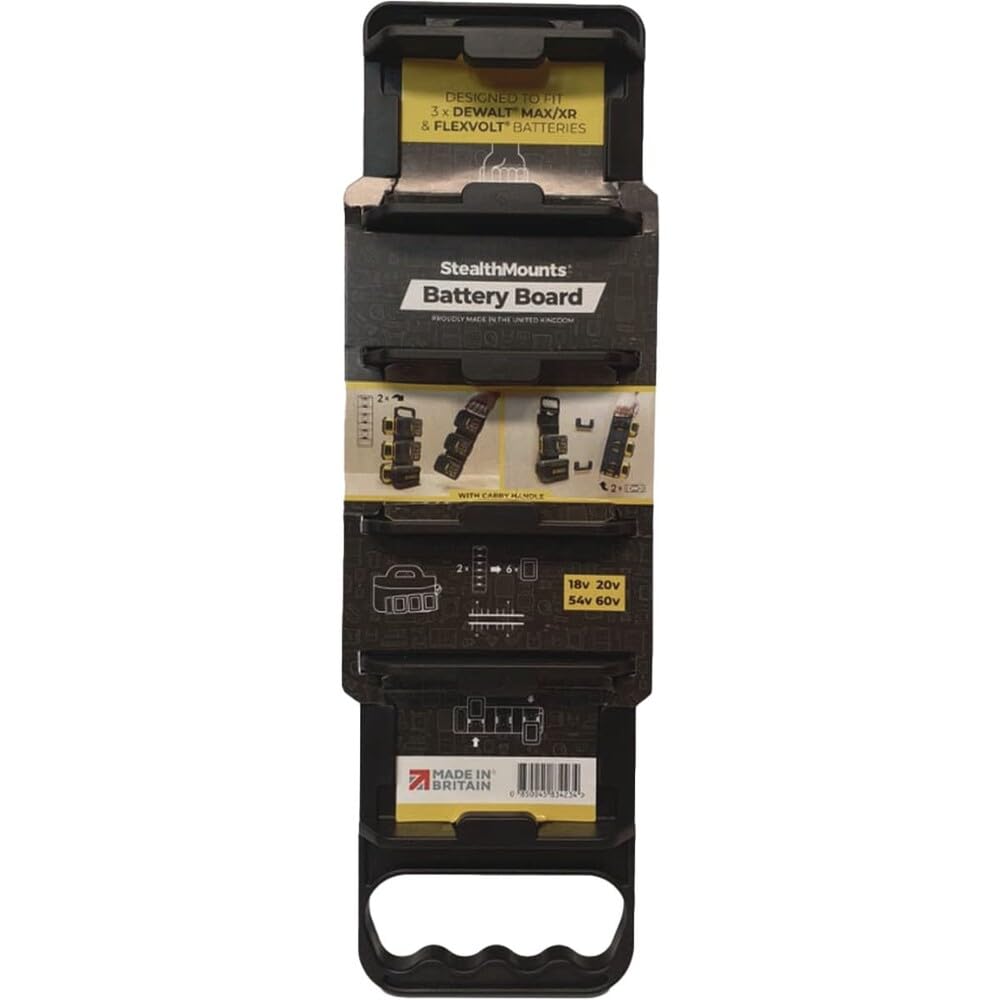 StealthMounts Battery Board For Dewalt 18v XR, 20v Max XR, 54v Flexvolt etc