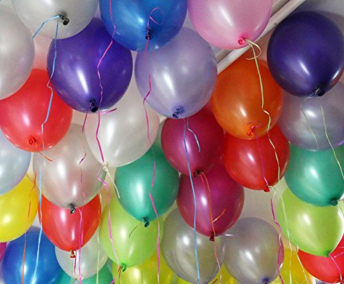 Qishi Assorted Color Balloons for Party ,Festivals - 12 inch 7 Colors 100pcs - Thumbnail 2