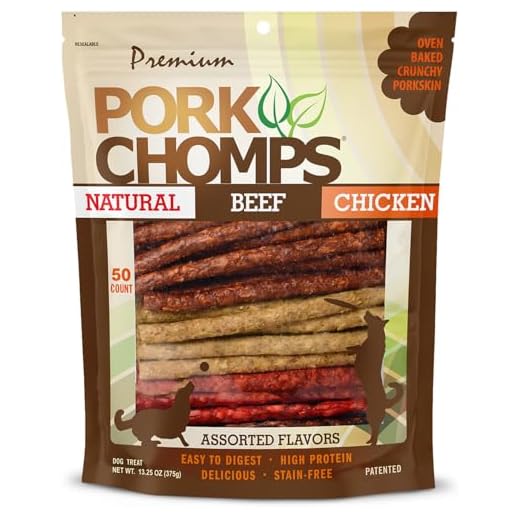 Pork Chomps Dog Chews, 5-inch Munchy Sticks, Assorted Flavors, 50 Count (Pack of 1)