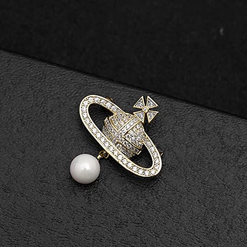Image of Satellite Brooch Pin Corsage, Sweater Dress Shawl Classy Jewelry Accessory Decor for Wedding Birthday Party Christmas Gift, Gold (Style 1)