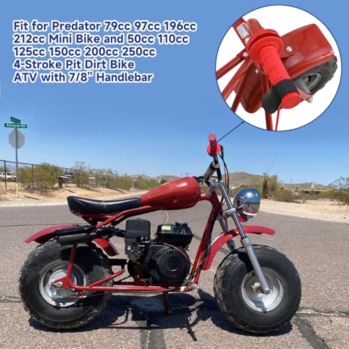 Image of Mini Bike Throttle Assembly for Coleman CT200U BT200X CT200U-EX | Throttle Cable Kit Compatible with Predator 212 196cc 79cc 97cc 99cc Mini Bike 4 Stroke Dirt Bike, 50'' Adjustable Cable, Red