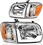 DWVO LED Headlight Assembly Compatible with 05 06 Tundra SR5/Limited(Double Cab Only) / 2005 2006 2007 Sequoia (Not suitable for Regular Cab and Assess Cab) Chrome Housing Clear Lens+Corner Lamps