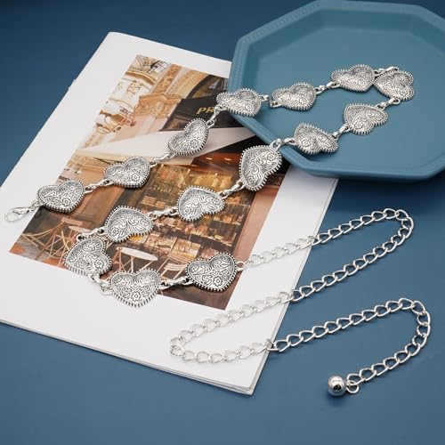 Western Belt for Women Metal Concho Belt Cowgirl Chain Belt Boho Waist Chain4