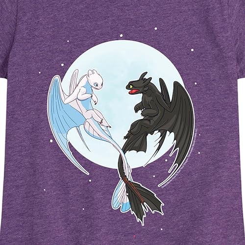 How to Train Your Dragon - Night and Light Moon - Toddler & Youth Girls Short Sleeve Graphic T-Shirt3