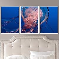 3 Piece Framed Canvas Wall Art Colorful Jellyfish Marine Life Canvas Prints Home Artwork Decoration for Living Room,Bedroom - 16