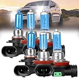 QUAYUB Fit for Jeep Grand Cherokee 2014-2018 Headlight Bulbs,9005/HB3 High Beam+H11 Low Beam+H11 Fog Light Halogen Light Bulb Combo Replcement Bulb Kit,Bright White,Pack of 6