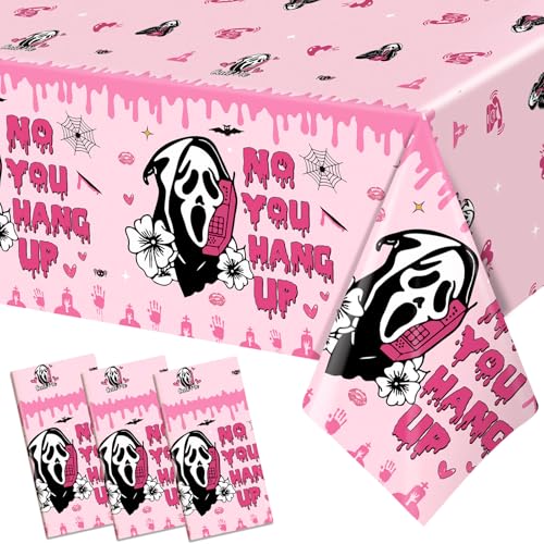 HigzYovn 3Pcs Pink Halloween Tablecloth Pink Halloween Party Deco...