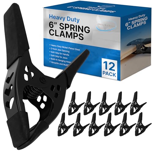 Image of Lot of 12-6 inch inch Spring Clamp Large Super Heavy Duty Spring Metal All Black - 2.5 inch Jaw opening