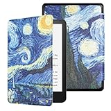CIAOYE Compatible with 6' Kindle Paperwhite Case (5th/6th/7th Generation, 2012-2016), Hand Strap Hard Shell Cover with Smart Auto Wake/Sleep for Kindle Paperwhite 1/2/3 E-Reader, Starry