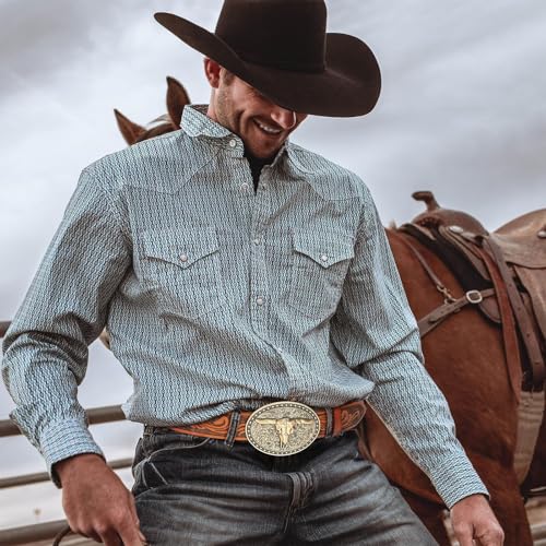 Image of Western Cowboy Belt Buckle for Men Vintage Cowboy Cowgirl Rodeo Texas Buckle Longhorn Bull Belt Buckles