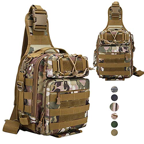 LUXHMOX Fishing Gear-Tackle-Bag Waterproof Storage Lightweight Sling Backpack-CP Camo
