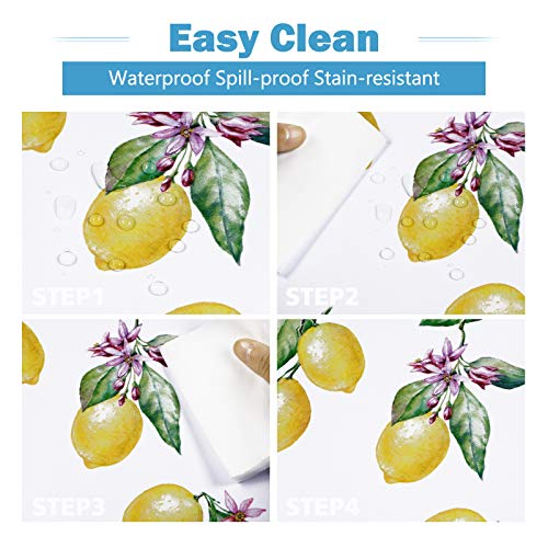 Lemon Tablecloth, Yellow Lemons Table Cloth For Spring Summer, Waterproof Wrinkle Free Tablecloth For Kitchen Dining Room Picnic Party Banquet, Outdoor Indoor Use Tablecloth, Square 55 X 55 Inch #TOP6