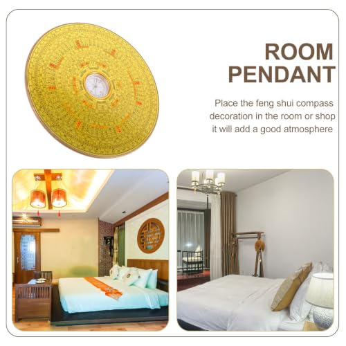 Adorno Redondo Decorativo Brújula Feng Shui Aleación Dorada miniatura 3