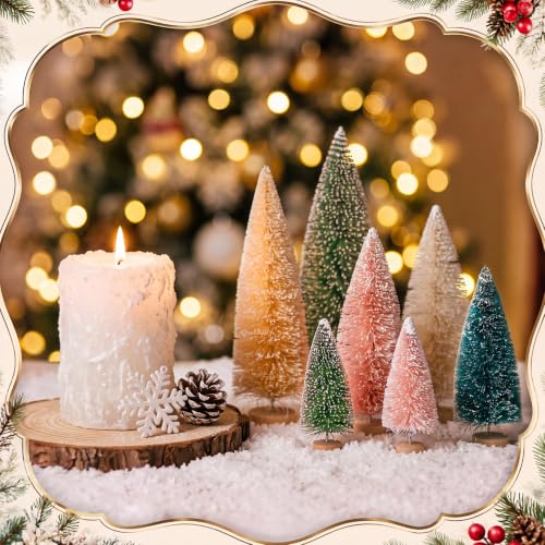Vinsot 20 Pcs Bottle Brush Christmas Trees Miniature Tree, Green,Pink - Image 5