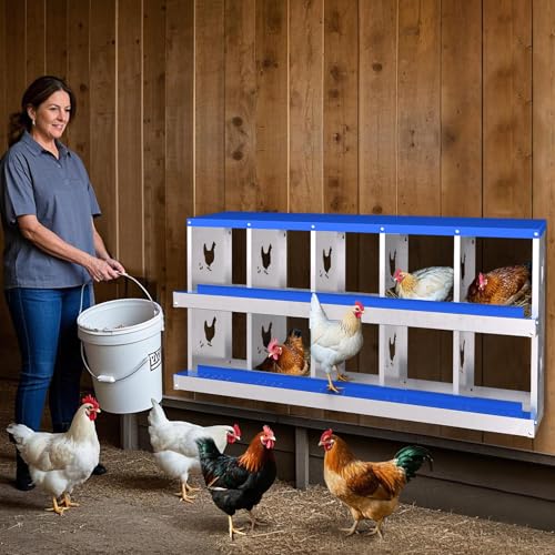 10-Panel Galvanized Steel Nesting Box for Chicken Coop - Removable Drop Tray & Ventilation - Easy Clean Laying Box for Hens, Ducks - Rustproof Design Protects Eggs - Image 4