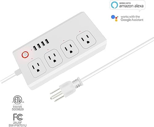 Miniatura 2 de WiFi Smart Surge Protector Power Strip,4 Individually Controlled AC outlets and 4 USB Ports, Compatible with Alexa & Google Home, Voice Control &