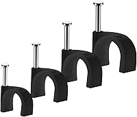Vista 10 de Clips de cable, 100 piezas, 8 mm, clips de pared para alambre con clavos de acero, clips organizadores de gestión de cables, tachuelas de cable