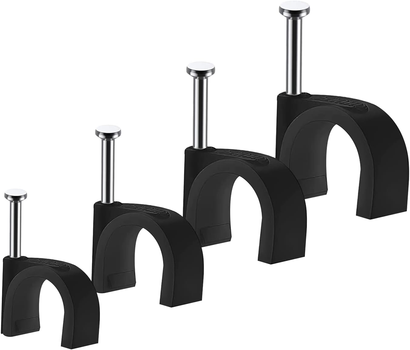 Abnii Cable Clips, 400 Pcs, 4mm 6mm 8mm 10mm, Wire Wall Clips with Steel Nails, Ethernet Cable Clips, Cable Tacks Coax Cable Clips, RG6 RG59 CAT6 RJ45 Cable Cord Clips, Black…