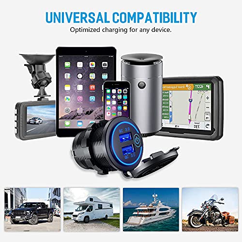 2-Pack-12V24V-USB-Outlet-with-Three-Extra-Panels-Quick-Charge-30-Dual-USB-Power-Outlet-with-Touch-Switch-Waterproof-12V24V-Fast-Charge-USB-Charger-Socket-DIY-Kit-for-Car-Boat-Marine-etc