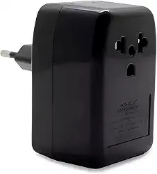 Conversor de Voltagem Bivolt, 110V/220V, 100W, Compacto, Transformador Portátil, Dimensões 8,5x5x7,7cm, Frequência 60Hz, Preto