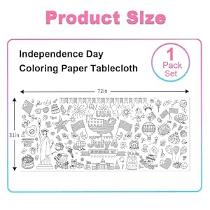 JUNQIU US 4th of July Coloring Table Cloth for Kids, 72 * 31Inch Patriotic Tablecloth, Independence Day Giant Coloring Poster, Patriotic Party Decoration JUNQIU US 4th of July Coloring Table Cloth for Kids 72 31Inch Patriotic Tablecloth Independence Day Giant Coloring Poster Patriotic Party Decoration