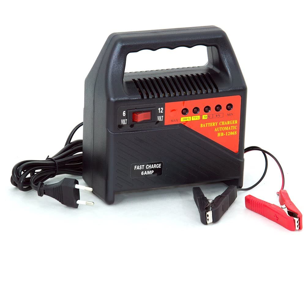 CARICABATTERIA AUTOMATICO PER AUTOMOBILI MOTO SCOOTER QUAD CAMPER 6AMP DA 6V/12V 63W COMPATIBILE CON MOTO GUZZI STELVIO 1200 NTX CARICABATTERIE IN PIOMBO,DEEP-CYCLE,AGM,GEL 230V/AC-50Hz