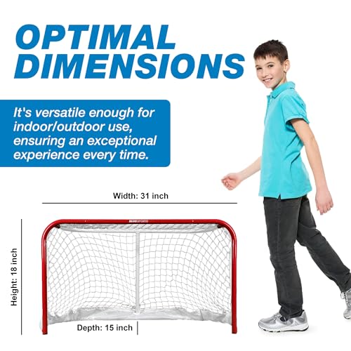 Mini Steel Frame Hockey Goal - Indoor & Outdoor Goalie Equipment - Mini Hockey Net Accessories Ideal for Practice & Training - Image 3