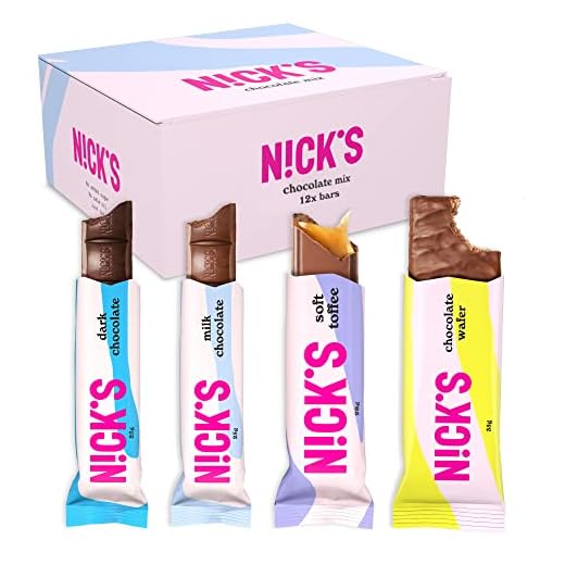 NICKS Chocolate mix med utvalda nötfria chokladbars utan tillsatt socker, glutenfria (12 bars)