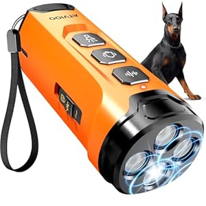 Dispositivos disuasorios de ladridos para perros – Entrenamiento humano y eficaz para perro, no más ladridos con 3 emisores ultrasónicos (naranja)