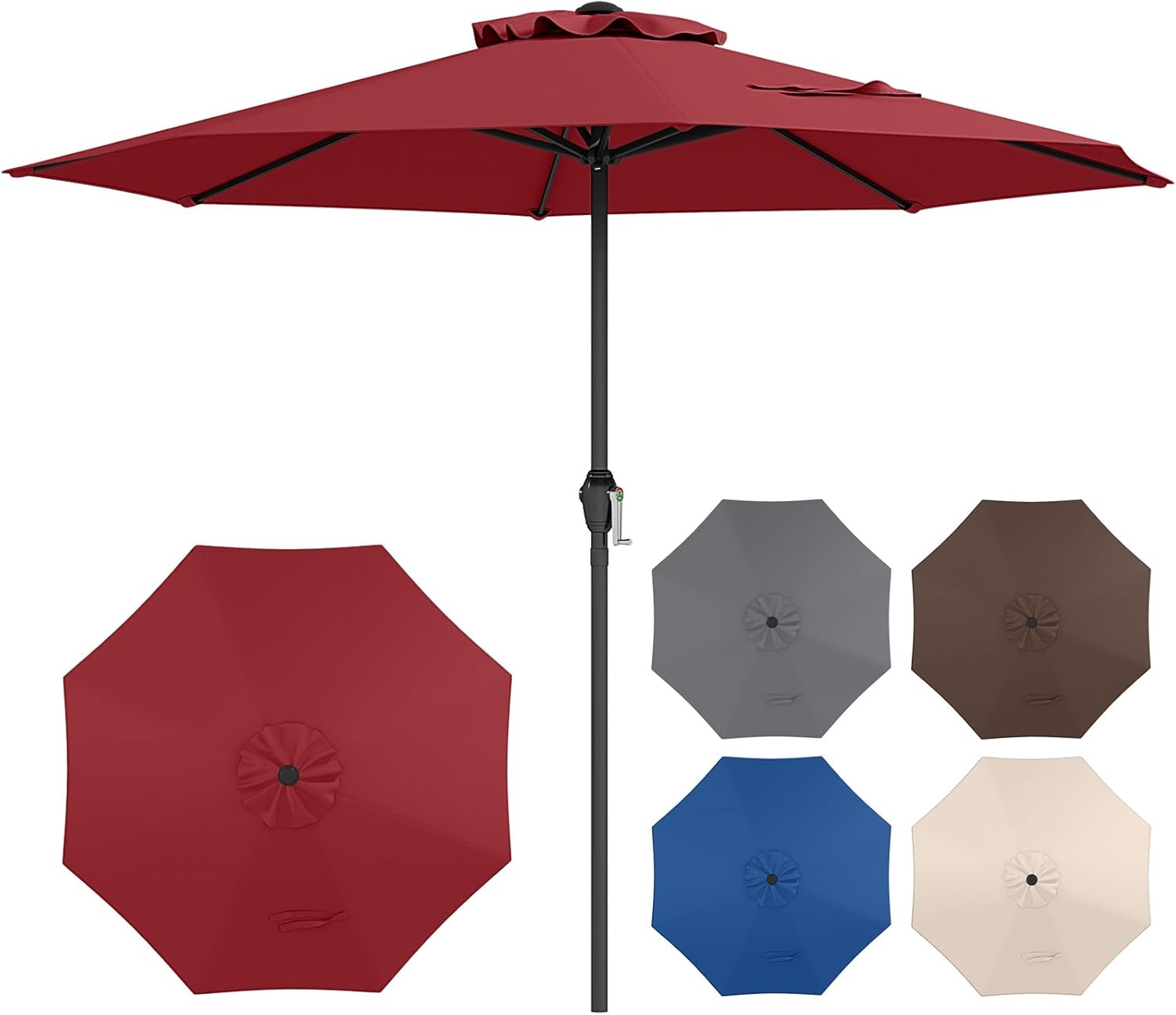 HAPPYGRILL 8.5 ft Patio Umbrella, Outdoor Heavy Duty Market Table Umbrella w/Crank Handle, 8 Sturdy Ribs, Vented Top, Outdoor Umbrellas for Patio, Garden, Backyard, Poolside