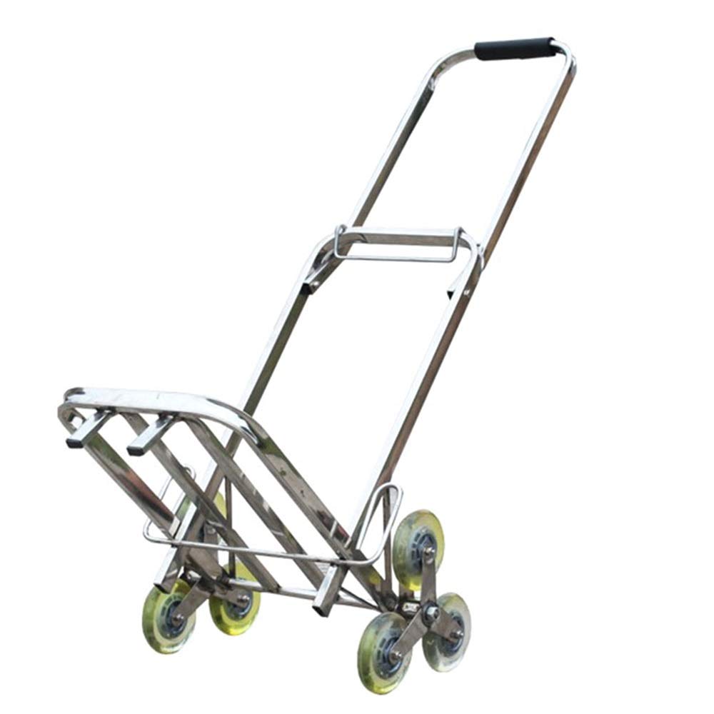 Buy Minmin Hand cart, stainless steel luggage cart platform small trailer climbing trolley truck