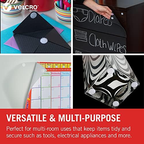 VELCRO Brand Stick On Coins Double Sided Hook & Loop Self Adhesive Sticky Coins Perfect for Room Décor & Home, Office, Garage Use White 19mm x 19mm Pack of 200, VEL-91824-WEU